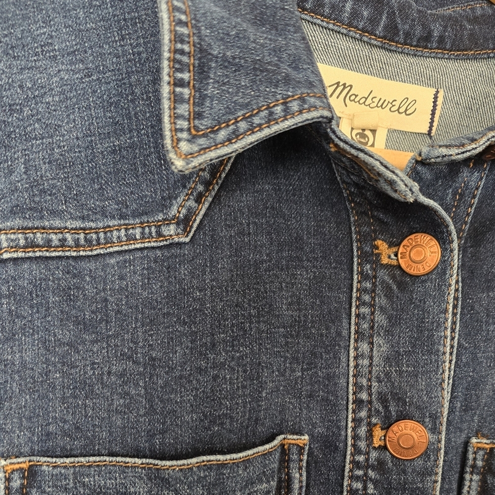 Madewell Denim Shirt Dress Size 0 | Button Front Western Utility Jean Dress - Picture 2 of 9